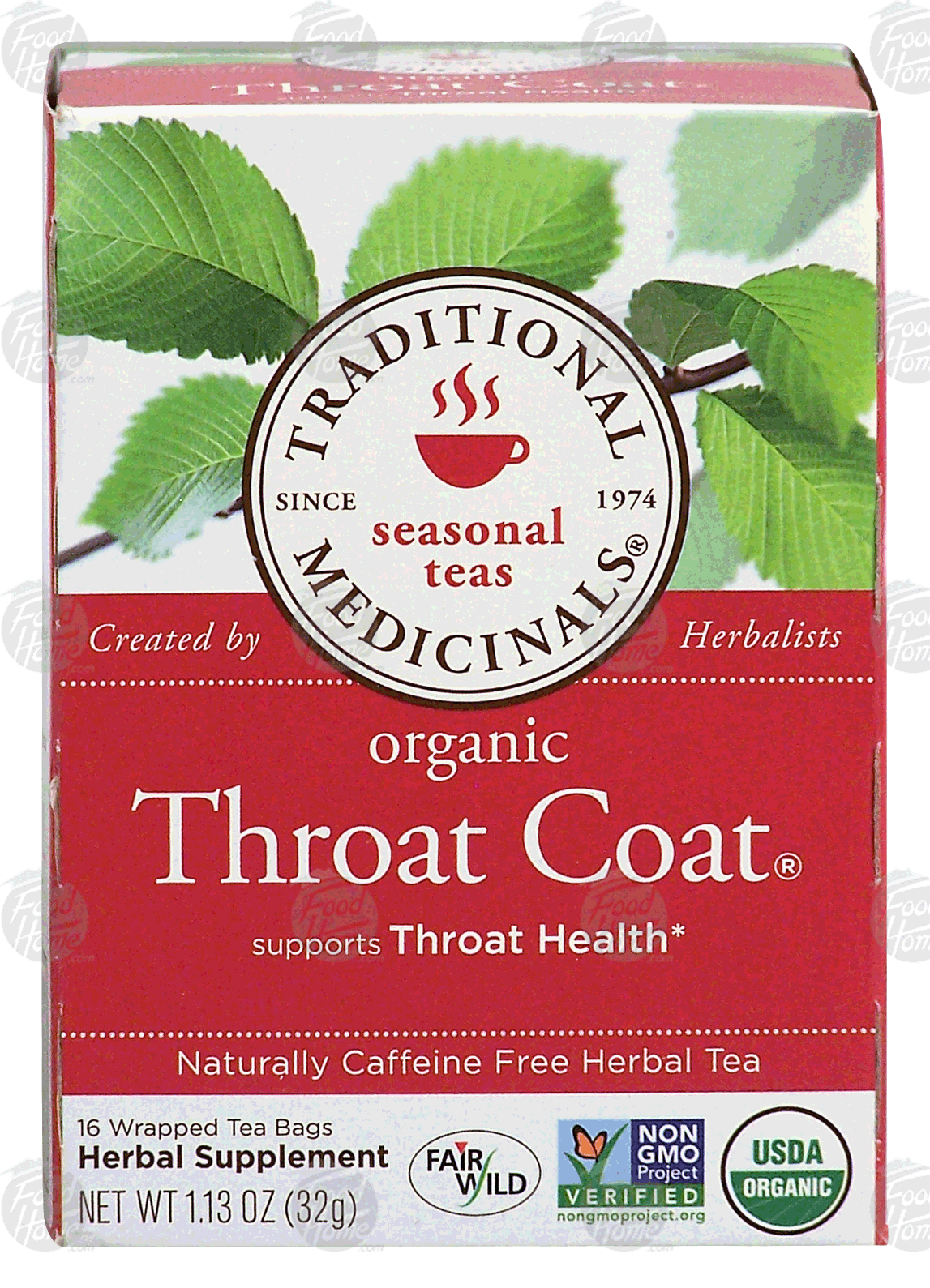 Traditional Medicinals Throat Coat herbal tea, supports throat health, caffeine free, 16-wrapped tea bags Full-Size Picture